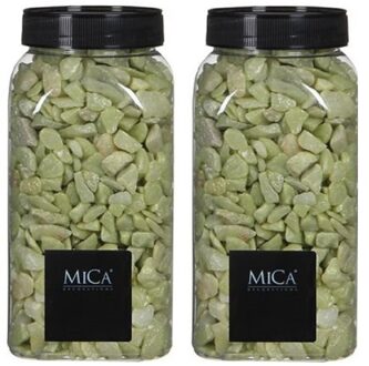 Mica Decorations 2x Decoratie/hobby steentjes lime groen 650 ml - Home Deco - Woonaccessoires - Decoratie materialen