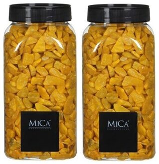 Mica Decorations 2x Decoratie/hobby steentjes oker geel 650 ml - Home Deco - Woonaccessoires - Decoratie materialen