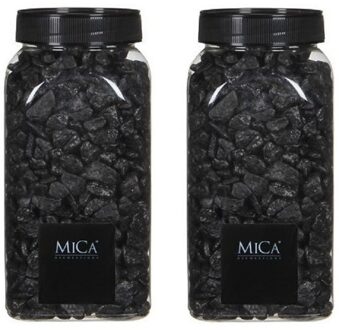 Mica Decorations 2x Decoratie/hobby stenen antraciet grijs 650 ml - Home Deco - Woonaccessoires - Decoratie materialen