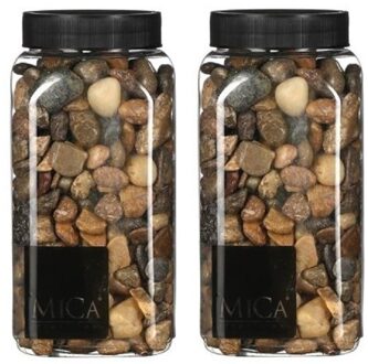 Mica Decorations 2x Decoratie/hobby stenen bruin 650 ml - Home Deco - Woonaccessoires - Decoratie materialen