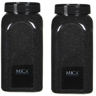 Mica Decorations 2x Decoratie/hobby zand zwart 1 kg - Home Deco - Woonaccessoires - decoratie materialen