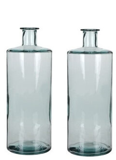 Mica Decorations 2x Fles vaas Guan 15 x 40 cm transparant gerecycled glas