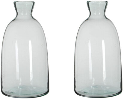 Mica Decorations 2x Fles vazen Florine 22 x 44 cm transparant gerecycled glas