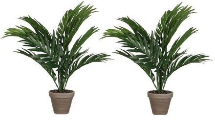 Mica Decorations 2x Groene Areca palm kunstplant in pot 40 cm woonaccessoires/woondecoraties - Kunstplanten