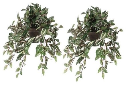 Mica Decorations 2x Groene Tradescantia/vaderplant Kunstplant 45 Cm Pot - Kunstplanten