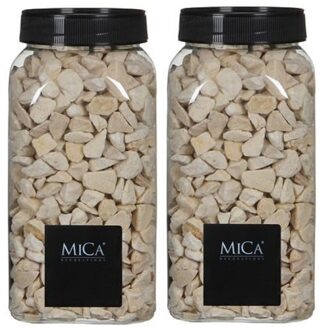 Mica Decorations 2x mica decorations decoratie/hobby steentjes - creme wit - 650 ml - 5-8 mm