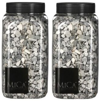Mica Decorations 2x mica decorations decoratie/hobby steentjes - lichtgrijs - 650 ml - 5-8 mm
