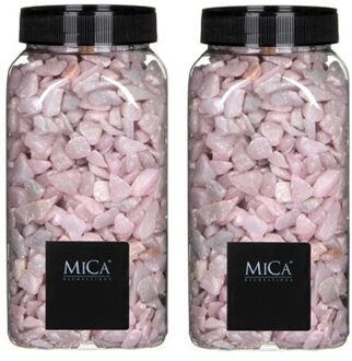 Mica Decorations 2x mica decorations decoratie steentjes - gras groen - 650 ml - 5-8 mm - hobbystenen