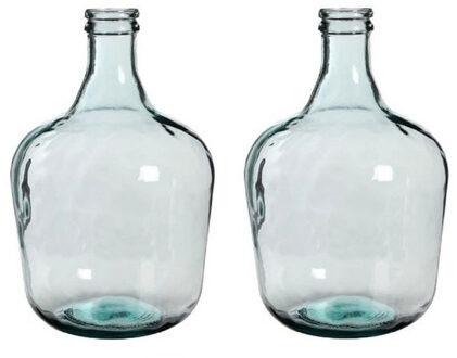 Mica Decorations 2x Mica flesvormige bloemenvazen/decoratie vazen/boeketvazen 27 x 42 cm transparant glas - Vazen