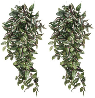 Mica Decorations 2x stuks tradescantia vaderplant kunstplanten groen L80 x B30 x H15 cm hangplant - Kunstplanten