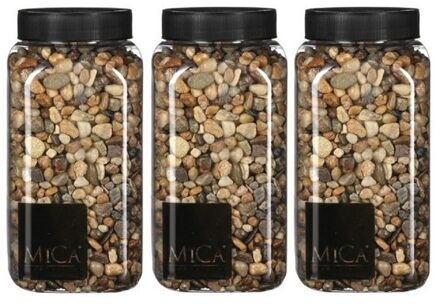 Mica Decorations 3x Decoratie/hobby steentjes bruin 650 ml - Home Deco - Woonaccessoires - Decoratie materialen