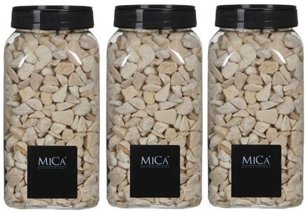Mica Decorations 3x Decoratie/hobby steentjes creme 650 ml - Home Deco - Woonaccessoires - Decoratie materialen