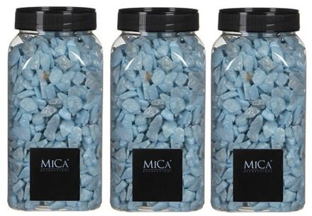 Mica Decorations 3x Decoratie/hobby steentjes licht blauw 650 ml - Home Deco - Woonaccessoires - Decoratie materialen