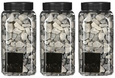 Mica Decorations 3x Decoratie/hobby steentjes licht grijs  650 ml - Home Deco - Woonaccessoires - Decoratie materialen