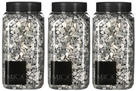 Mica Decorations 3x Decoratie/hobby steentjes mini licht grijs 650 ml - Home Deco - Woonaccessoires - Decoratie materialen