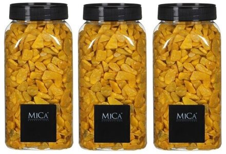 Mica Decorations 3x Decoratie/hobby steentjes oker geel 650 ml - Home Deco - Woonaccessoires - Decoratie materialen