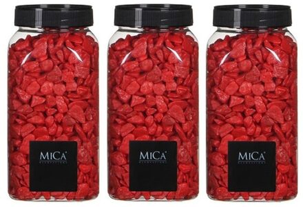 Mica Decorations 3x Decoratie/hobby steentjes rood 650 ml - Home Deco - Woonaccessoires - Decoratie materialen