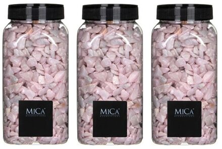 Mica Decorations 3x Decoratie/hobby steentjes roze 650 ml - Home Deco - Woonaccessoires - Decoratie materialen