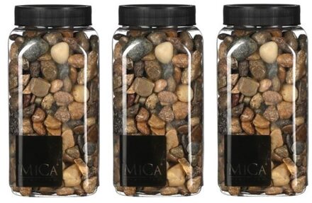 Mica Decorations 3x Decoratie/hobby stenen bruin 650 ml - Home Deco - Woonaccessoires - Decoratie materialen