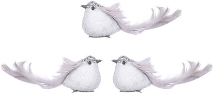 Mica Decorations 3x Decoratie vogeltjes/vogels lichtblauw op clip 17 x 5 cm