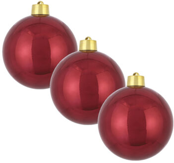 Mica Decorations 3x Grote Kunststof Decoratie Kerstbal Donkerrood 20 Cm - Kerstbal