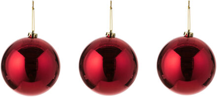 Mica Decorations 3x Grote kunststof kerstballen rood 15 cm - Grote onbreekbare kerstballen - Rode kerstversiering/kerstdecoratie