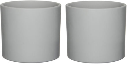 Mica Decorations 3x stuks bloempotten mat lichtgrijs keramiek voor kamerplant H17.5 x D19.5 cm - Mica Decorations plantenpotten