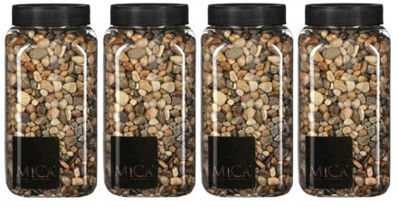 Mica Decorations 4x Decoratie/hobby steentjes bruin 650 ml - Home Deco - Woonaccessoires - Decoratie materialen
