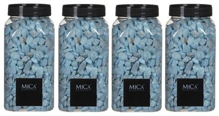 Mica Decorations 4x Decoratie/hobby steentjes licht blauw 650 ml - Home Deco - Woonaccessoires - Decoratie materialen