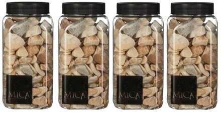 Mica Decorations 4x Decoratie/hobby steentjes licht bruin / creme  650 ml - Home Deco - Woonaccessoires - Decoratie materialen