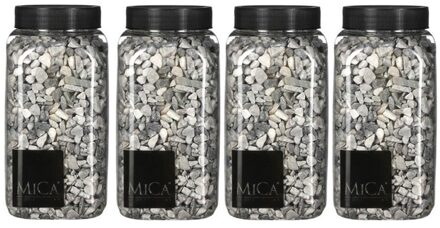 Mica Decorations 4x Decoratie/hobby steentjes mini licht grijs 650 ml - Home Deco - Woonaccessoires - Decoratie materialen