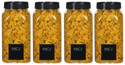 Mica Decorations 4x Decoratie/hobby steentjes oker geel 650 ml - Home Deco - Woonaccessoires - Decoratie materialen