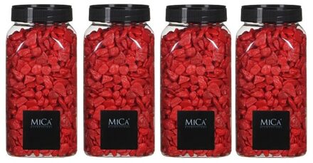 Mica Decorations 4x Decoratie/hobby steentjes rood 650 ml - Home Deco - Woonaccessoires - Decoratie materialen