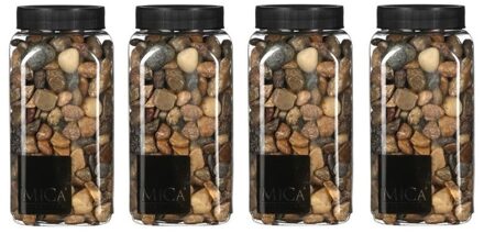 Mica Decorations 4x Decoratie/hobby stenen bruin 650 ml