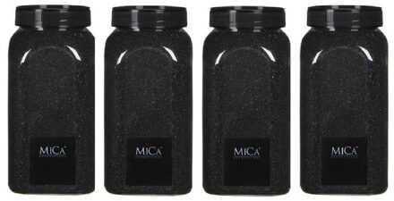 Mica Decorations 4x Decoratie/hobby zand zwart 1 kg - Home Deco - Woonaccessoires - decoratie materialen