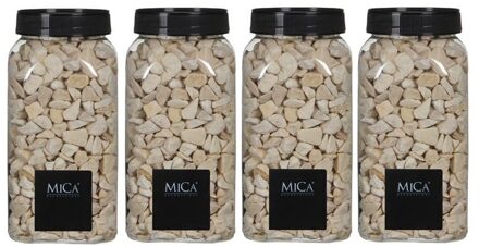 Mica Decorations 4x mica decorations decoratie/hobby steentjes - creme wit - 650 ml - 5-8 mm