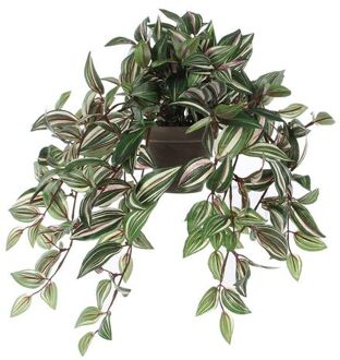 Mica Decorations 4x Mica Decorations Kunsthangplant Tradescantia groen in pot stan grijs maat in cm: 45 x 25 - GRIJS