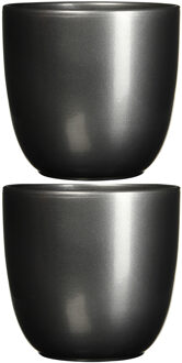 Mica Decorations 4x stuks bloempot antraciet grijs keramiek voor kamerplant H18.5 x D19.5 cm - Mica Decorations plantenpotten