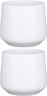 Mica Decorations 4x stuks bloempot mat wit keramiek voor kamerplant H14 x D15.5 cm