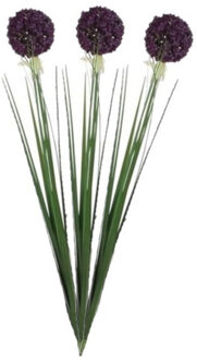 Mica Decorations 4x stuks paarse allium/sierui kunstbloem 80 cm