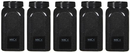 Mica Decorations 5x Decoratie/hobby zand zwart 1 kg - Home Deco - Woonaccessoires - decoratie materialen