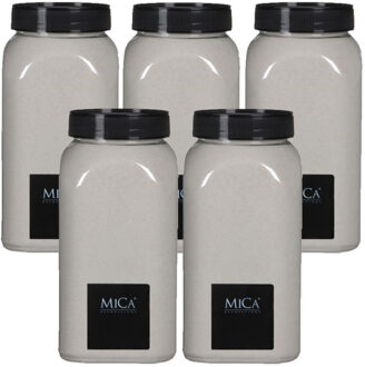 Mica Decorations 5x potjes decoratiezand creme wit 650 ml - Home Deco - Plantenbak/pot of aquarium zand - Decoratie materialen