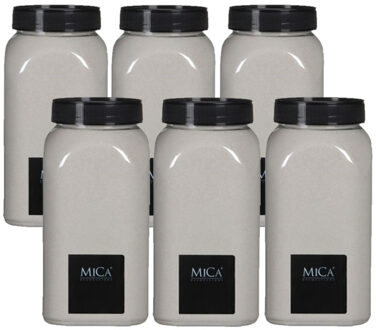 Mica Decorations 6x potjes decoratiezand creme wit 650 ml - Home Deco - Plantenbak/pot of aquarium zand - Decoratie materialen