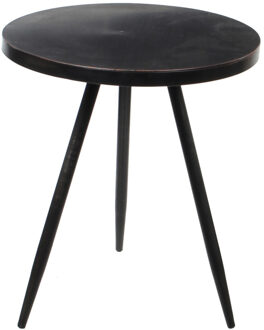 Mica Decorations Bijzettafel Kent - zwart - 35 x 40 cm - rond - metaal - planten tafeltje
