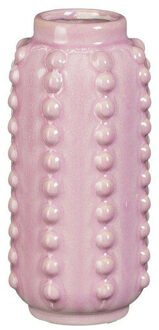 Mica Decorations Bloemenvaas - boaz - gebobbeld - roze - 18x8 cm
