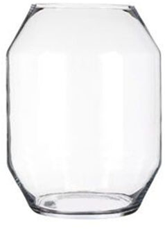 Mica Decorations Bloemenvaas Dali Elegance - transparant glas - D19 x H25 cm - sierlijk hoekig model
