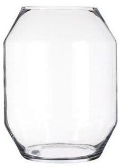 Mica Decorations Bloemenvaas Dali Elegance - transparant glas - D25 x H33 cm - sierlijk hoekig model