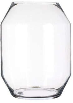 Mica Decorations Bloemenvaas Dali Elegance - transparant glas - D30 x H40 cm - sierlijk hoekig model