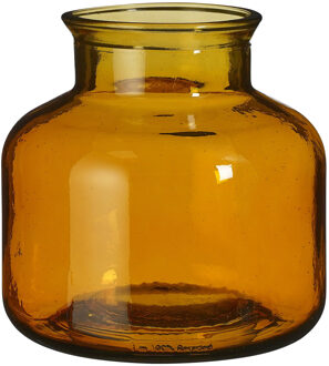 Mica Decorations Bloemenvaas Garcia - gerecycled glas - amber transparant - D24 x H23 cm