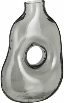 Mica Decorations Bloemenvaas Jay - grijs transparant glas - 18x10x25 cm - decoratieve vaas - bloemen/takken